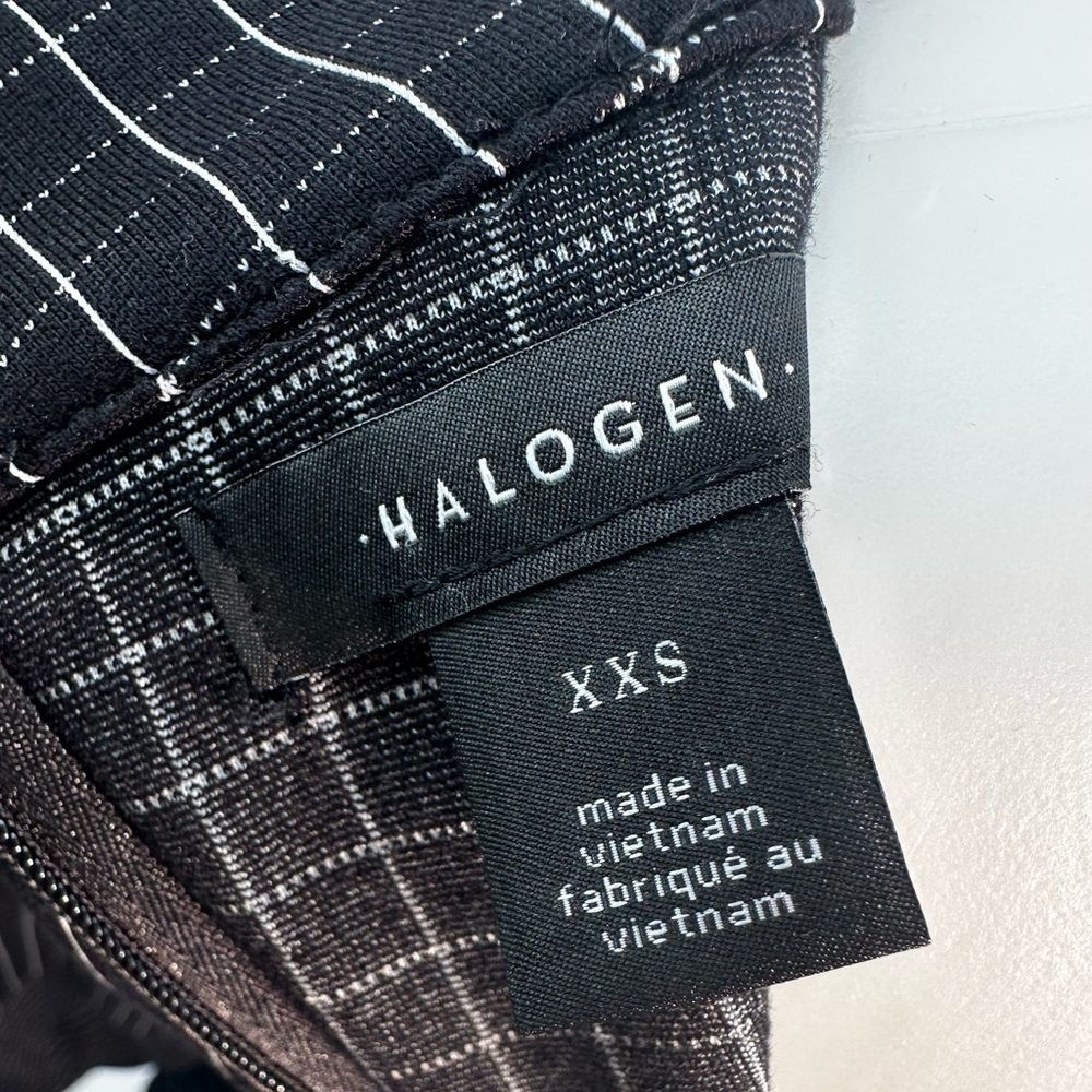 Halogen XXS Black Grid Print Shift Dress Mock Neck Long Sleeve Workwear - Picture 7 of 8